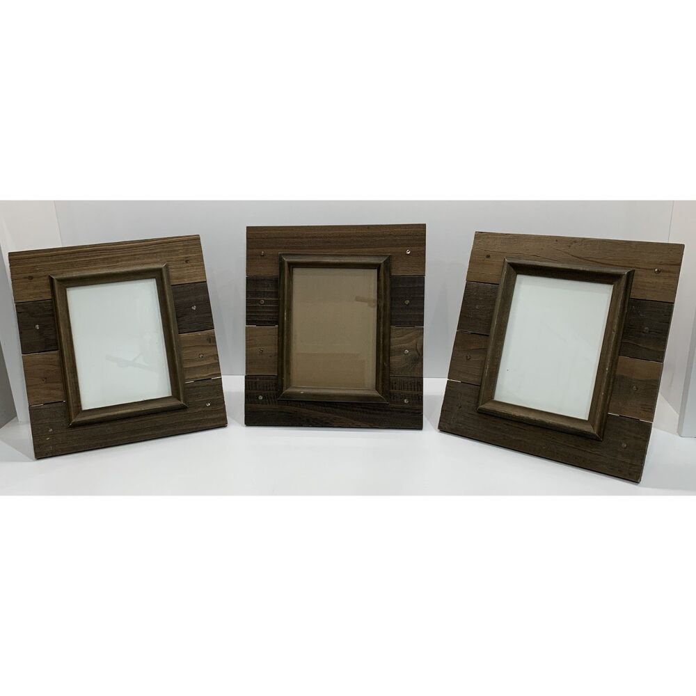 Set of 3 Rustic Wood 5x7 Picture Frames Farmhouse Gallery Wall / Tabletop Decor